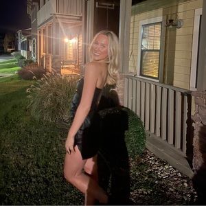 Mini black leather dress from St Louis boutique SPLASH (originally 80)